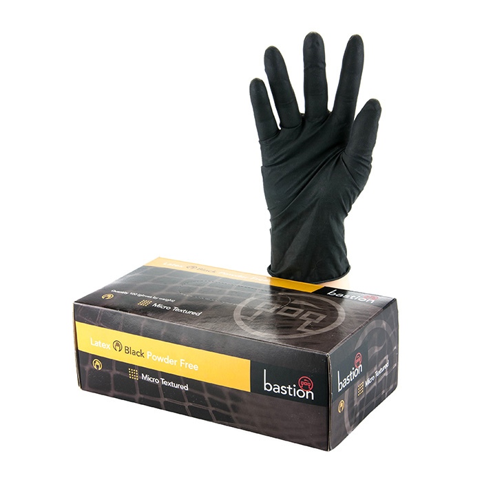 black latex disposable gloves